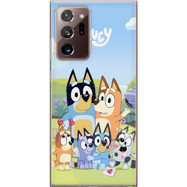 Samsung Galaxy Note20 Ultra Gennemsigtig cover Bluey mobilcover med hele familien i farverigt design