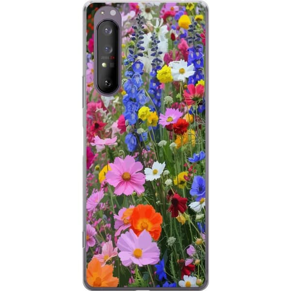 Sony Xperia 1 II Genomskinligt Skal Blommigt mobilskal med somrig äng och naturmotiv
