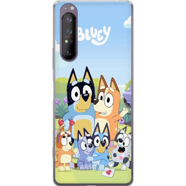 Sony Xperia 1 II Genomskinligt Skal Bluey mobilskal med hela familjen i färgglad design