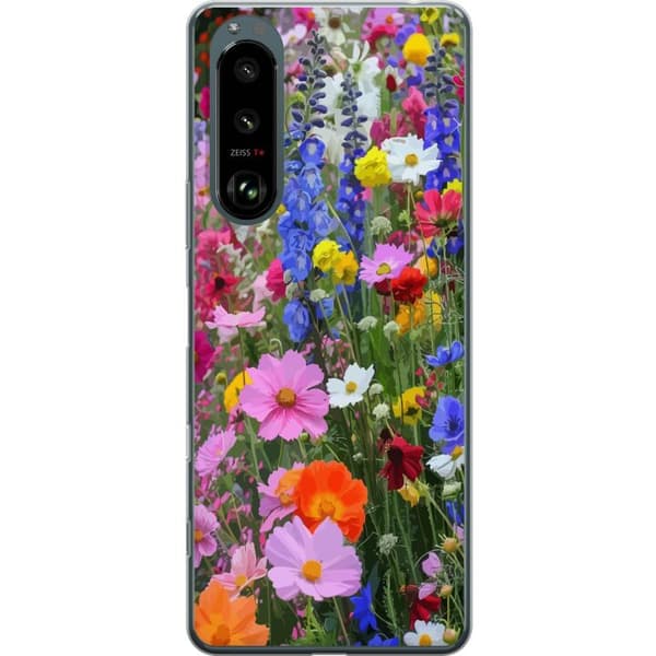 Sony Xperia 5 III Gjennomsiktig deksel Blomstrete mobildeksel med sommerlig eng og naturmotiv