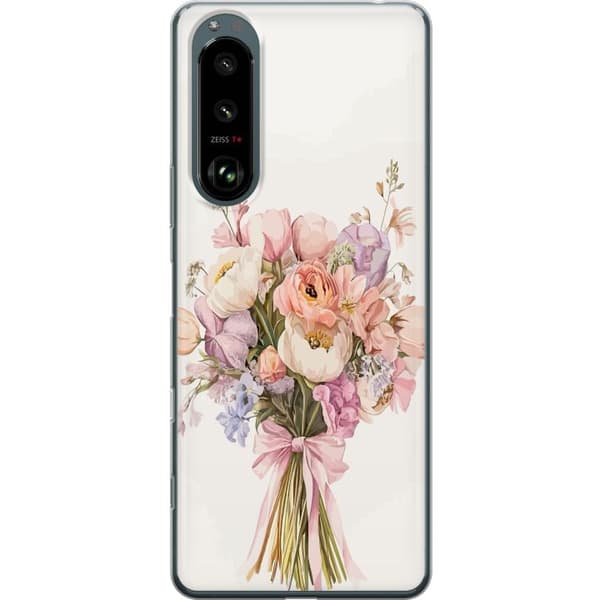 Sony Xperia 5 III Gennemsigtig cover Mobilcover med farverig blomsterbuket i romantisk stil