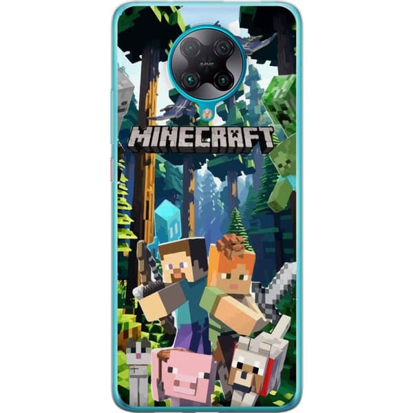 Xiaomi Poco F2 Pro Gennemsigtig cover Minecraft mobiltelefon dækning med skov og pixel karakterer