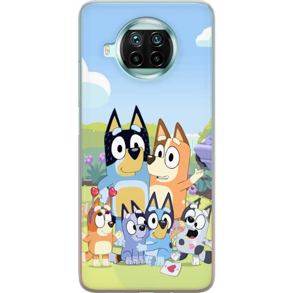 Xiaomi Mi 10T Lite 5G Gennemsigtig cover Bluey mobilcover med hele familien i farverigt design