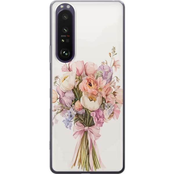 Sony Xperia 1 III Läpinäkyvä kuori Kännykkäkuori värikkäällä kukkakimpulla romanttisessa tyylissä