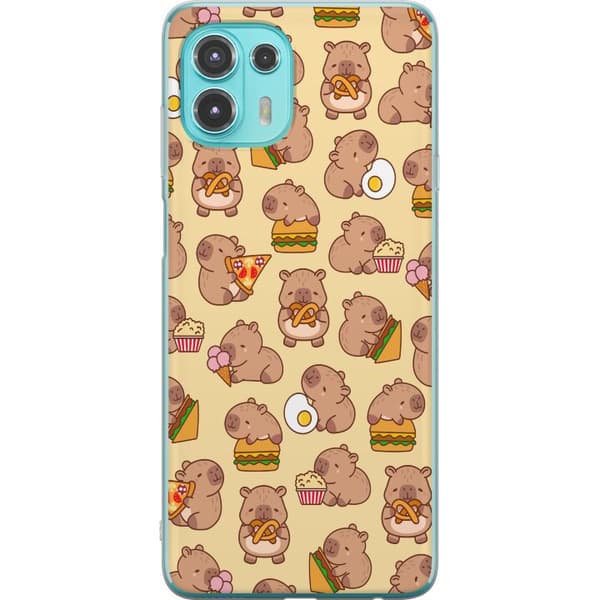 Motorola Edge 20 Lite Gennemsigtig cover Kawaii capybara mobilcover med flere søde figurer