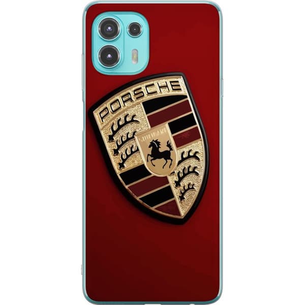 Motorola Edge 20 Lite Gennemsigtig cover Mobil etui med stilfuld Porce-logo i sort og hvid