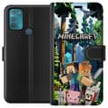 Miniatyrbillede 1 af 3: Motorola Moto G50 Tegnebogsetui Minecraft mobiltelefon dækning med skov og pixel karakterer