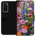 Miniatyrbilde 1 av 3: Huawei P40 Lommeboketui Blomstrete mobildeksel med sommerlig eng og naturmotiv