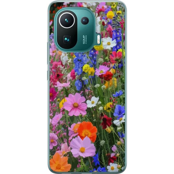 Xiaomi Mi 11 Pro Genomskinligt Skal Blommigt mobilskal med somrig äng och naturmotiv