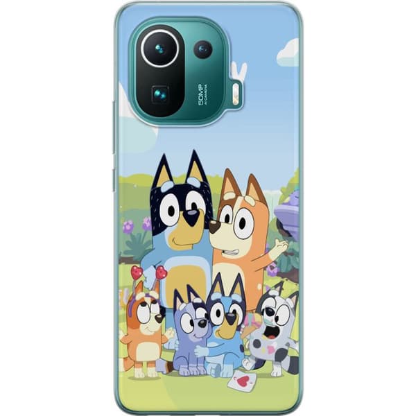 Xiaomi Mi 11 Pro Gennemsigtig cover Bluey mobilcover med hele familien i farverigt design