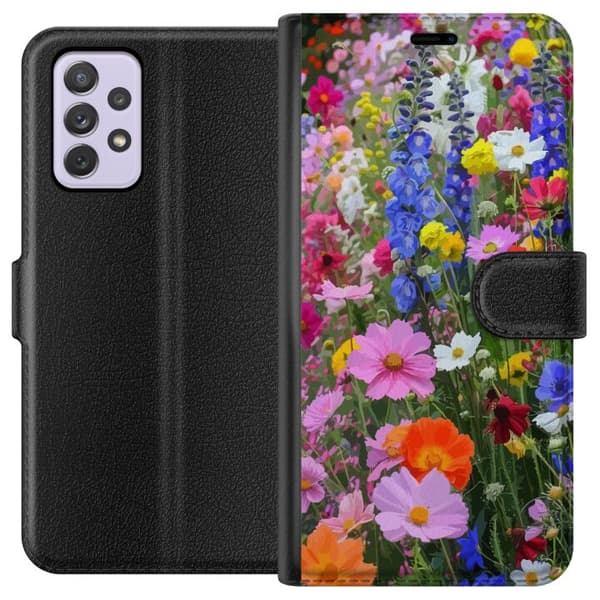 Samsung Galaxy A52s 5G Plånboksfodral Blommigt mobilskal med somrig äng och naturmotiv