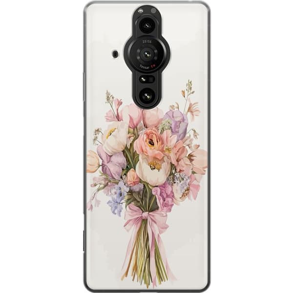 Sony Xperia Pro-I Läpinäkyvä kuori Kännykkäkuori värikkäällä kukkakimpulla romanttisessa tyylissä