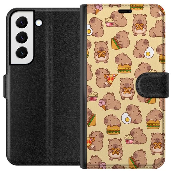 Samsung Galaxy S22+ 5G Lommeboketui Kawaii capybara mobildeksel med flere søte figurer