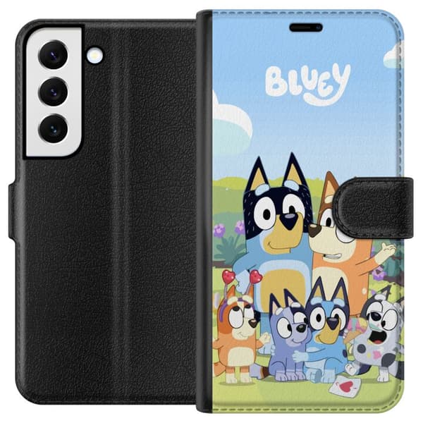 Samsung Galaxy S22 5G Lompakkokotelo Bluey puhelinkotelo koko perheen kanssa värikkäässä suunnittelussa