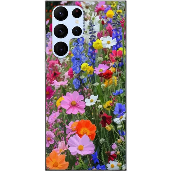 Samsung Galaxy S22 Ultra 5G Genomskinligt Skal Blommigt mobilskal med somrig äng och naturmotiv
