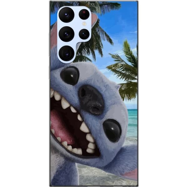 Samsung Galaxy S22 Ultra 5G Gennemsigtig cover Stitch-telefonetaske med palmer i sødt venskabsdesign.
