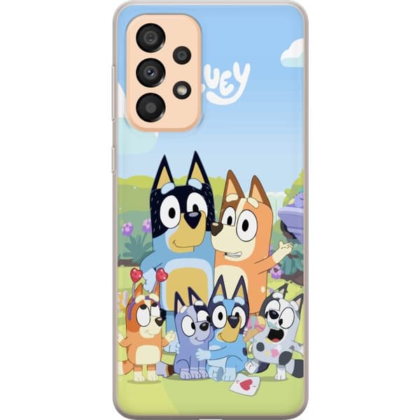 Samsung Galaxy A33 5G Genomskinligt Skal Bluey mobilskal med hela familjen i färgglad design