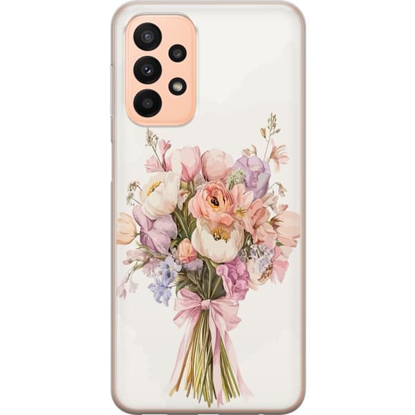 Samsung Galaxy A23 Gjennomsiktig deksel Mobildeksel med fargerikt blomsterbukett i romantisk stil