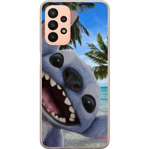 Samsung Galaxy A23 Gjennomsiktig deksel Stitch mobildeksel med palmer i søtt vennskapsdesign.