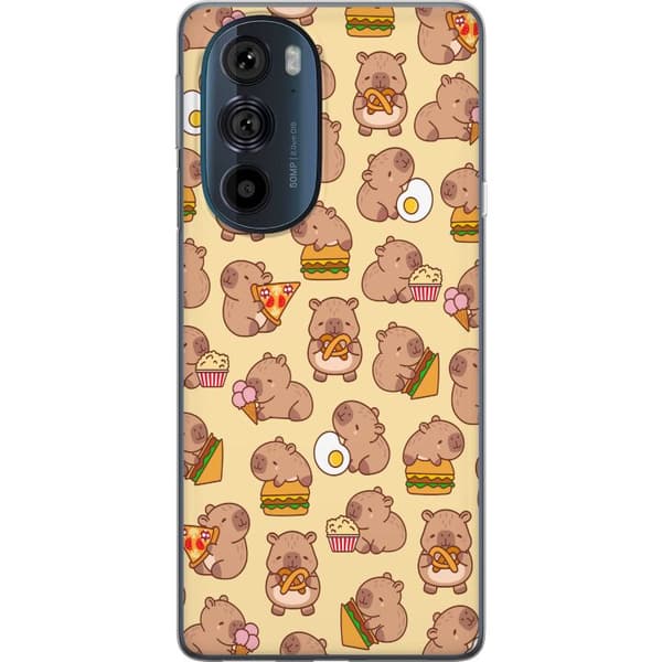 Motorola Edge 30 Pro Gennemsigtig cover Kawaii capybara mobilcover med flere søde figurer