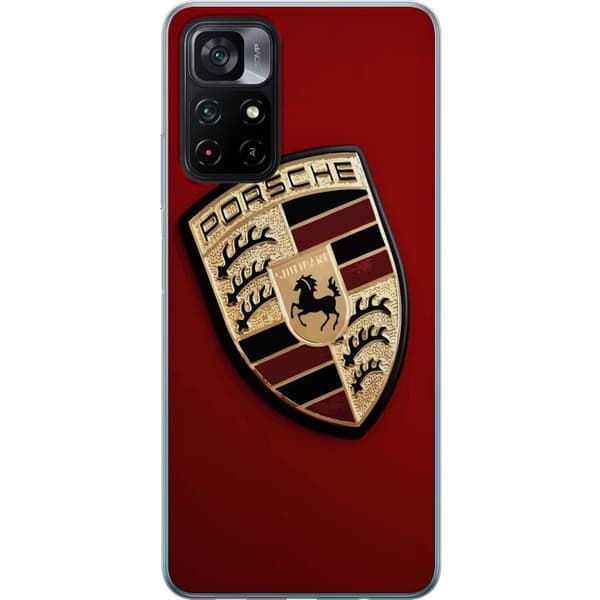 Xiaomi Poco M4 Pro 5G Gennemsigtig cover Mobil etui med stilfuld Porce-logo i sort og hvid