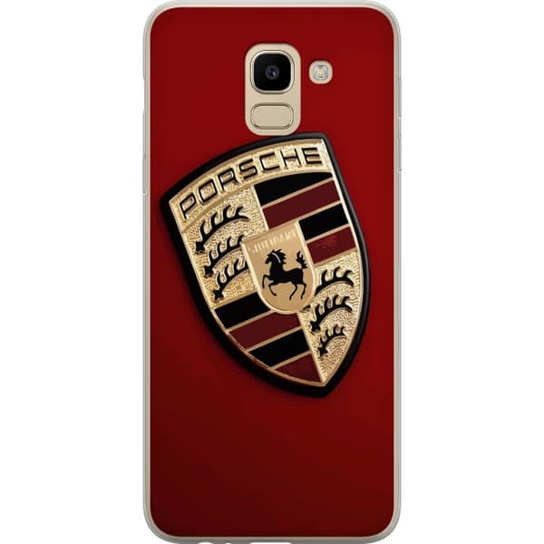 Samsung Galaxy J6 Gennemsigtig cover Mobil etui med stilfuld Porce-logo i sort og hvid