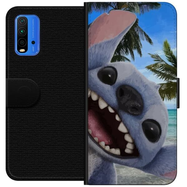 Xiaomi Redmi Note 9 4G Plånboksfodral Stitch mobilskal med Palmer i söt vänskapsdesign