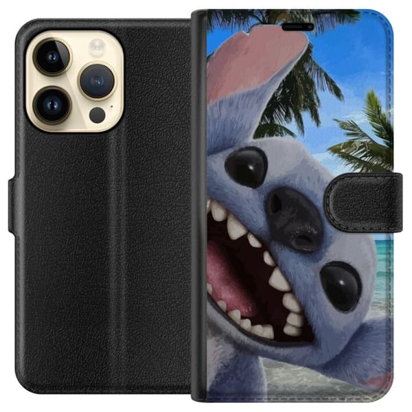 Apple iPhone 14 Pro Plånboksfodral Stitch mobilskal med Palmer i söt vänskapsdesign