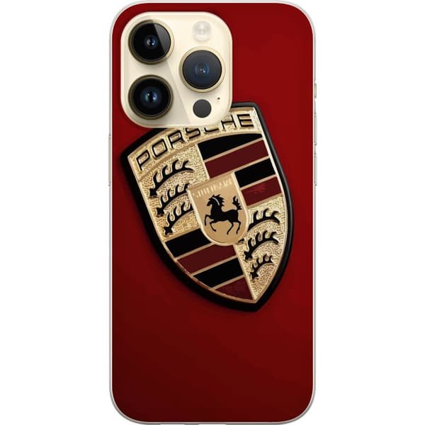Apple iPhone 14 Pro Gennemsigtig cover Mobil etui med stilfuld Porce-logo i sort og hvid