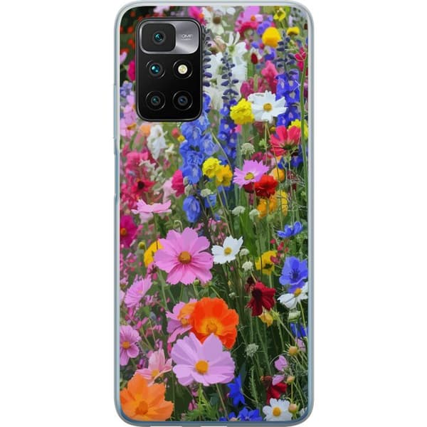 Xiaomi Redmi 10 Genomskinligt Skal Blommigt mobilskal med somrig äng och naturmotiv