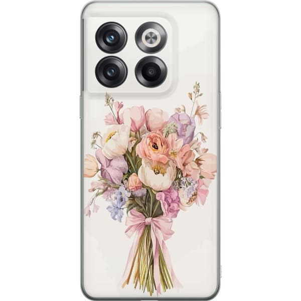 OnePlus 10T Gennemsigtig cover Mobilcover med farverig blomsterbuket i romantisk stil