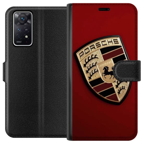 Xiaomi Redmi Note 11 Pro 5G Lommeboketui Mobilt deksel med stilig Porce-logo i svart og hvitt