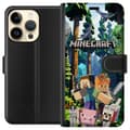 Miniatyrbillede 1 af 3: Apple iPhone 15 Pro Tegnebogsetui Minecraft mobiltelefon dækning med skov og pixel karakterer