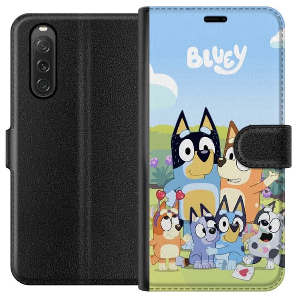 Sony Xperia 10 V Lommeboketui Bluey mobildeksel med hele familien i fargerikt design