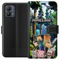 Miniatyrbillede 1 af 3: Motorola Moto G53 Tegnebogsetui Minecraft mobiltelefon dækning med skov og pixel karakterer