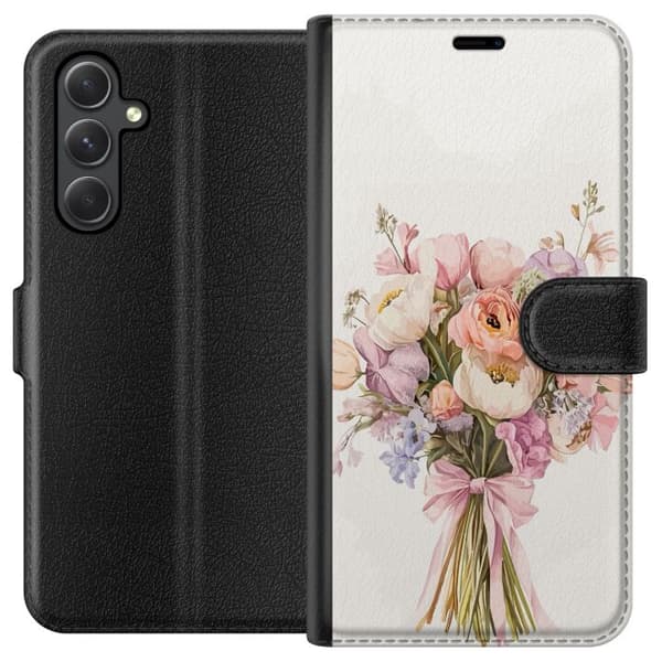 Samsung Galaxy A15 5G Plånboksfodral Mobilskal med färgglad blombukett i romantisk stil