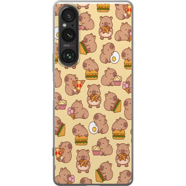 Sony Xperia 1 VI Gjennomsiktig deksel Kawaii capybara mobildeksel med flere søte figurer