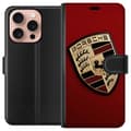 Miniatyrbild 1 av 3: Apple iPhone 16 Pro Plånboksfodral Mobilskal med stilren Porce logotyp i svartvitt