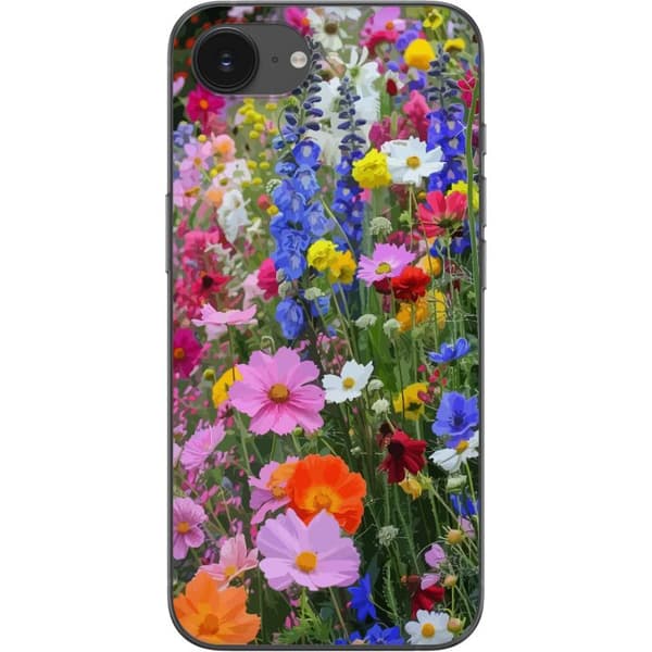 Apple iPhone 16e Genomskinligt Skal Blommigt mobilskal med somrig äng och naturmotiv