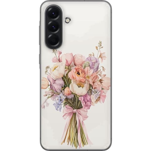 Samsung Galaxy A56 Gennemsigtig cover Mobilcover med farverig blomsterbuket i romantisk stil