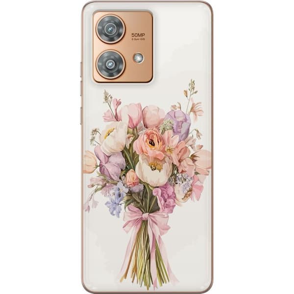Motorola Edge 40 Neo Genomskinligt Skal Mobilskal med färgglad blombukett i romantisk stil