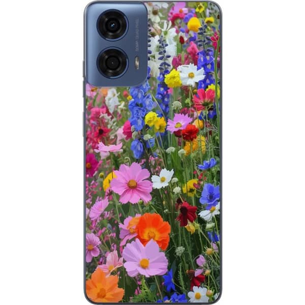 Motorola Moto G04 Genomskinligt Skal Blommigt mobilskal med somrig äng och naturmotiv