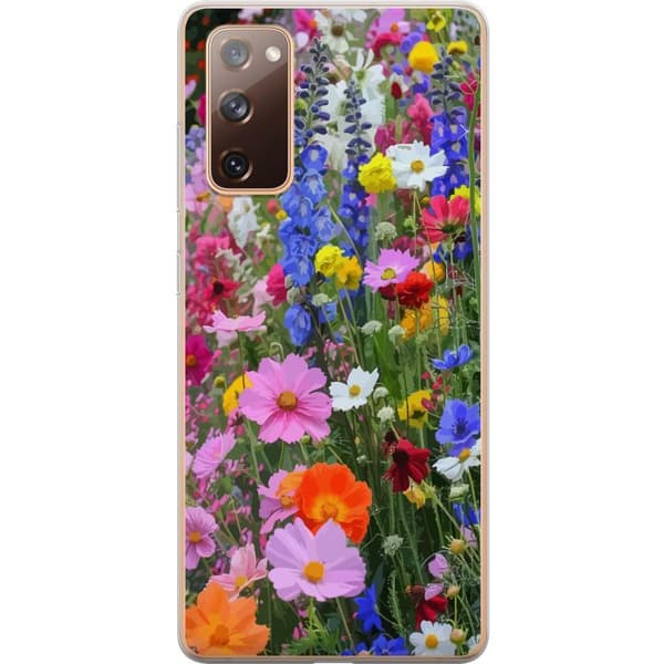 Samsung Galaxy S20 FE Gjennomsiktig deksel Blomstrete mobildeksel med sommerlig eng og naturmotiv