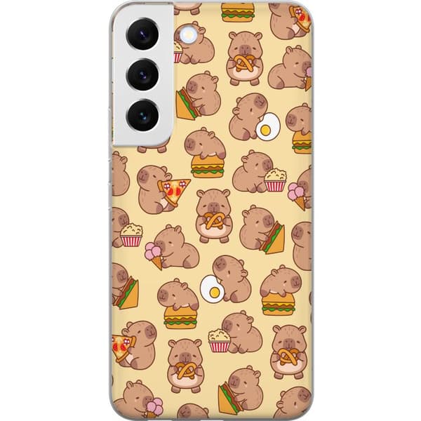 Samsung Galaxy S22 5G Gennemsigtig cover Kawaii capybara mobilcover med flere søde figurer