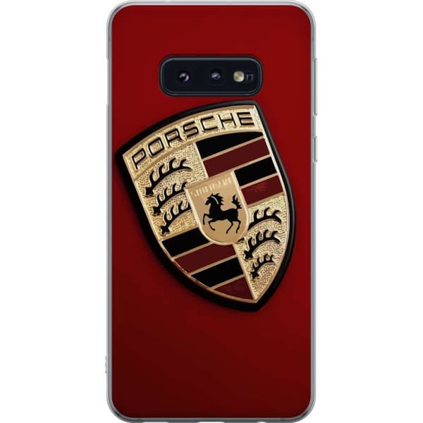 Samsung Galaxy S10e Gennemsigtig cover Mobil etui med stilfuld Porce-logo i sort og hvid