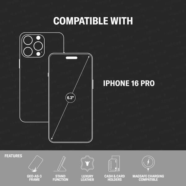 TORRO Äkta Läder Plånbok för iPhone 16 Pro - Mörkbrun