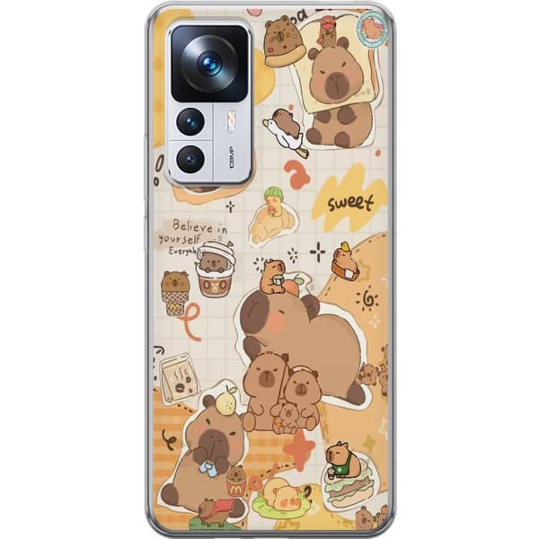 Xiaomi 12T Pro Genomskinligt Skal Kawaii capybara mobilskal med gulliga djurmotiv