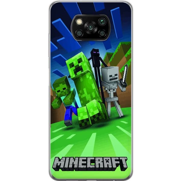 Xiaomi Poco X3 NFC Gennemsigtig cover Minecraft Creeper mobilskal i klassisk grön pixelstil