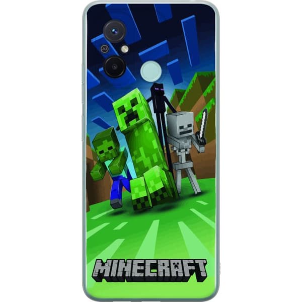 Xiaomi Redmi 12C Gennemsigtig cover Minecraft Creeper mobilskal i klassisk grön pixelstil
