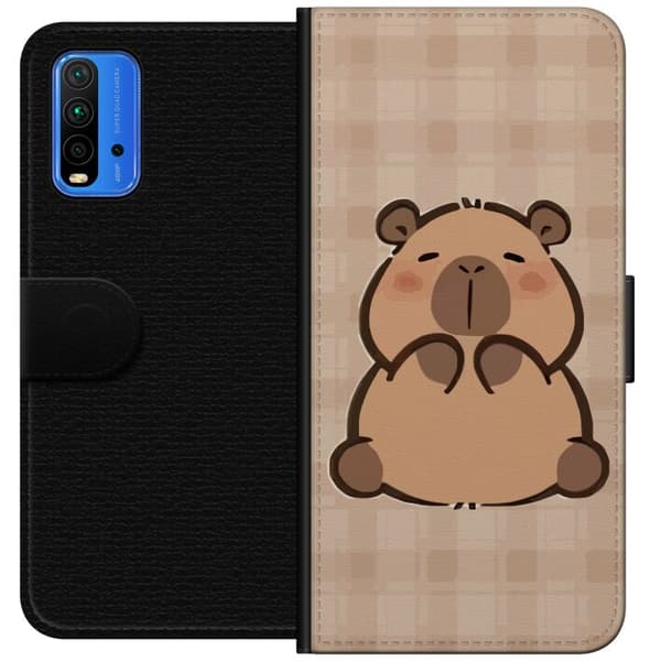 Xiaomi Redmi Note 9 4G Lompakkokotelo Mobilskal kawaii capybara flera figurer japansk stil